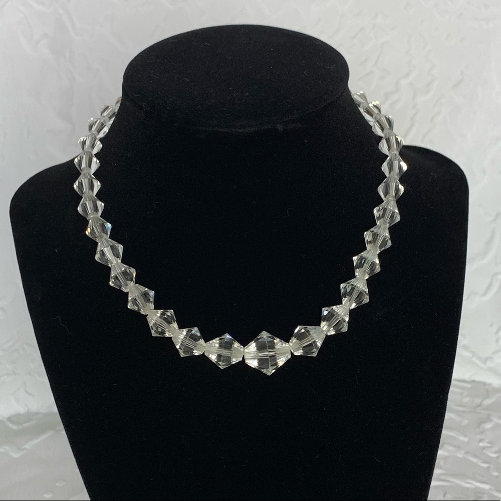Vintage Crystal Necklace 14 1/8” Sterling clasp